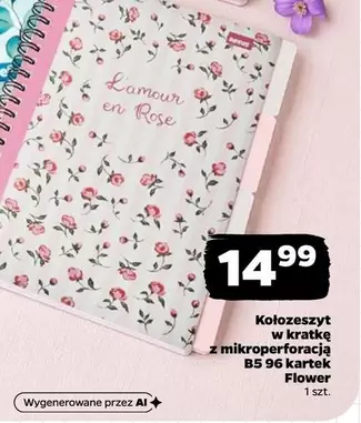 Rose - Kołozeszyt kratkę z mikroperforacją B5 96 kartek Flower