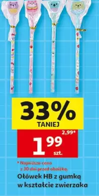 Ołówek HB z gumką w kształcie zwierzaka