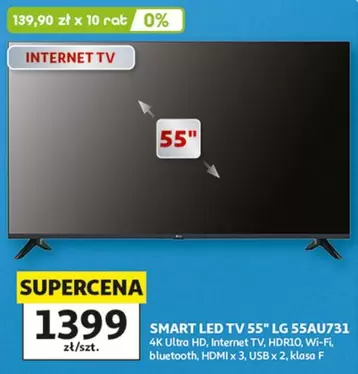 Lg - SMART LED TV 55" LG 55AU731 4K Ultra HD, Internet TV, HDR10, Wi-Fi, bluetooth, HDMI x 3, USB x 2, klasa F