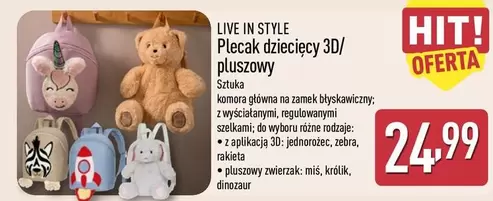 Plecac dziecięcy 3D/ pluszowy