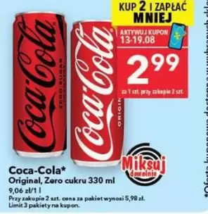 Coca Cola - Coca-Cola Original, Zero cukru