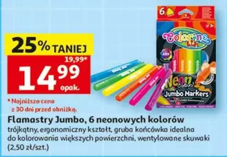 Flamastry Jumbo, 6 neonowych kolorów