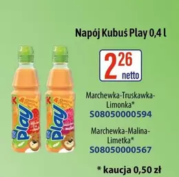 Napój Kubuś Play 0,4 l Marchewka-Truskawka-Limonka S080500000594, Marchewka-Malina-Limtka S080500000567