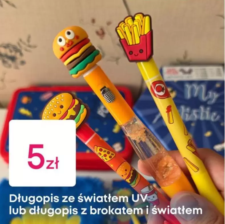 Długopis ze światłem UV lub długopis z brokatem