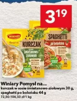 Pomysł na kurczaka w sosie śmietanowo-ziołowym 30 g, spaghetti po bolońsku 44 g