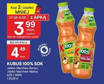 KUBUS 100% SOK Jabłko-Marchew-Banan, Jabłko-Marchew-Malina