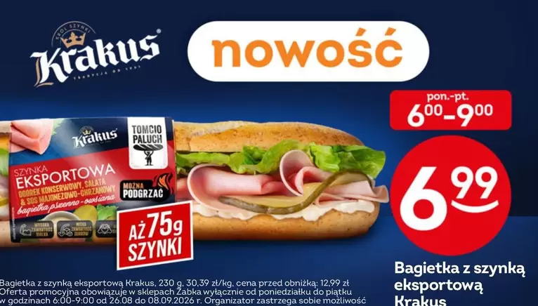 Bagietka z szynką eksportową