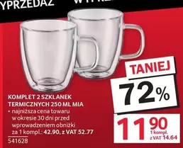 KOMPLET 2 SZKLANEK TERMICZNYCH 250 ML MIA 541628