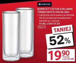 KOMPLET 2 SZTUK SZKLANEK TERMICZNYCH 330 ML