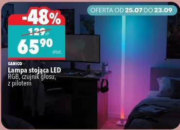 Lampa stojąca LED RGB, czujnik głosu, z pilotem
