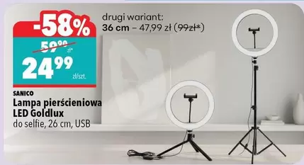 Lampa pierścieniowa LED Goldlux do selfie, 26 cm, USB