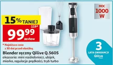 Mini - Blender ręczny Q.5605 akcesoria: mini rozdrabniacz, ubijak, miarka, regulacja prędkości, tryb turbo