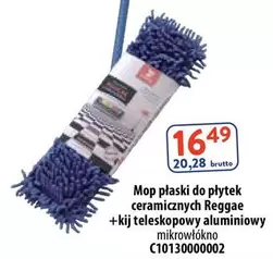 Płaski mop do płytek ceramicznych + kij teleskopowy aluminiowy mikrowłókno C101300000002