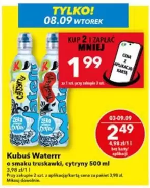 Kubuś Waterrr o smaku truskawki, cytryny