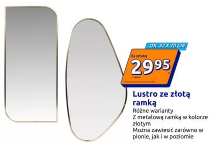 Ok - Lustro ze złotą ramką