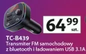 Fm - Transmiter FM samochodowy z bluetooth i ładowaniem USB 3.1A TC-B439