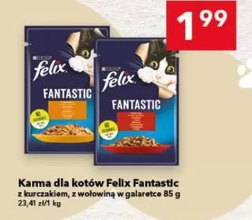Karma dla kotów Felix Fantastic z kurczakiem, z wołowiną w galaretce