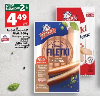 Parówki Jedynki Filetki z filetem z indyka