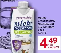 MLEKO ZAGĘSZCZONE NIESŁODZONE BEZ LAKTOZY 500 G 790658