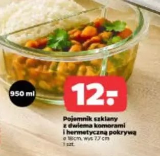 Pojemnik szklany z dwiema komorami i hermetyczną pokrywą