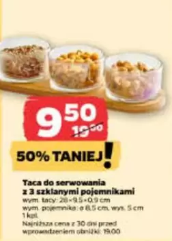 Taca do serwowania z 3 szklanymi pojemnikami