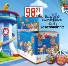 Bubble - Paw Patrol Lizak z gumą S01070000112