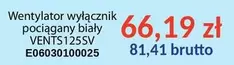 Wentylator wyłącznik pociągany biały VENTS125SV E06030100025
