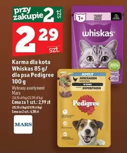 Karma dla kota Whiskas 85 g / dla psa Pedigree 100 g