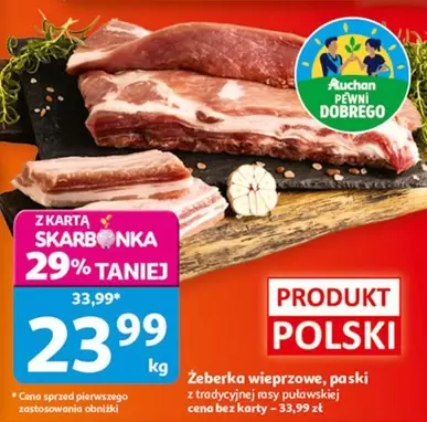 Żeberka wieprzowe, paski z tradycyjnej rasy puławskiej