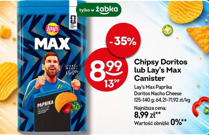 Messi - Chipsy Doritos lub Lay's Max Canister