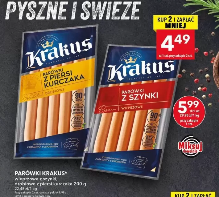 Parówki z szynki / Parówki z piersi kurczaka