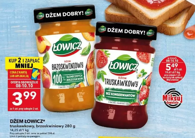 Dżem Łowicz truskawkowy, brzoskwiniowy