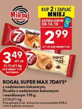 ROGAL SUPER MAX 7DAYS* z nadzieniem kakaowym, Double z nadzieniem kakaowym i waniliowym