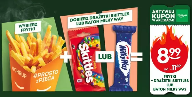 Prosto - Frytki + Drażetki Skittles lub Baton Milky Way