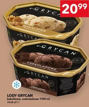 Lody Grycan bakaliowe, czekoladowe