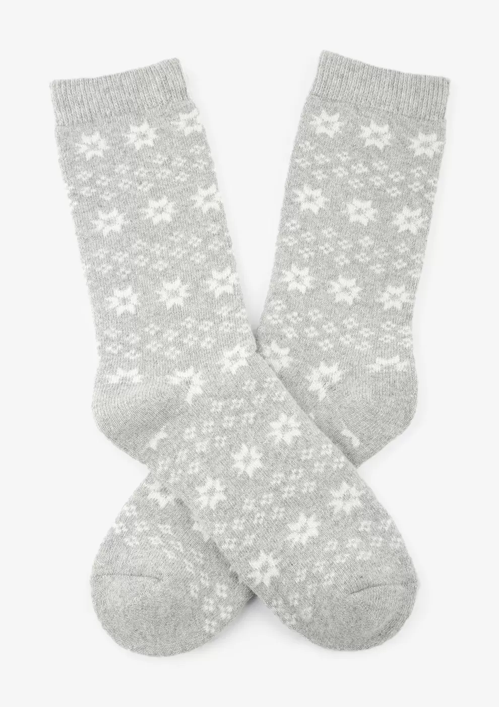 Skarpety męskie z angorą w zimowy wzór jasno szare D29 Marilyn