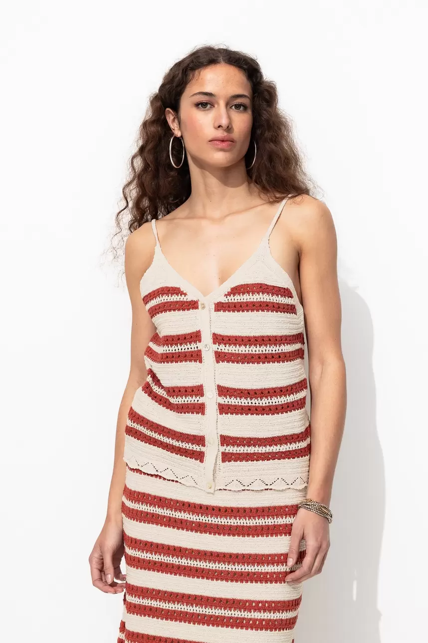 Débardeur rayé en maille Femme