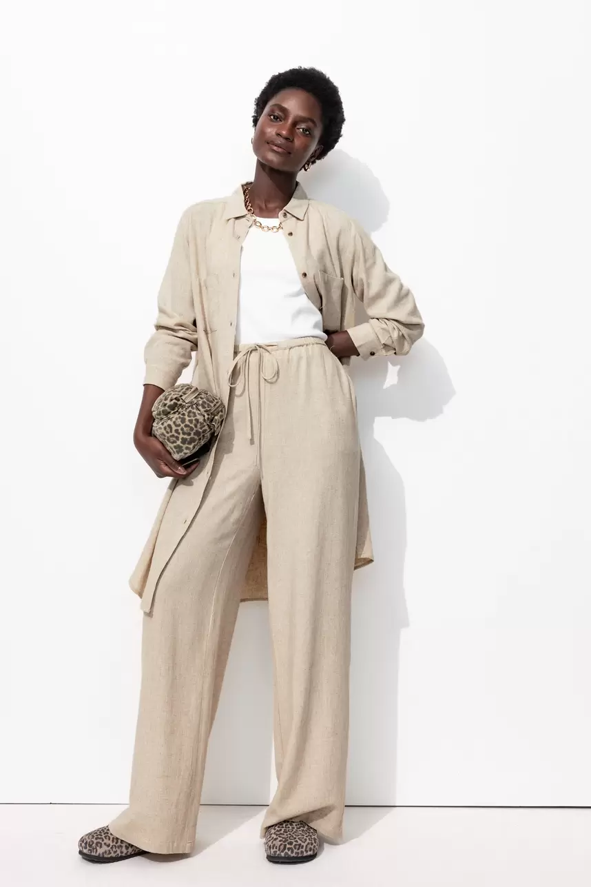 Pantalon large taille haute