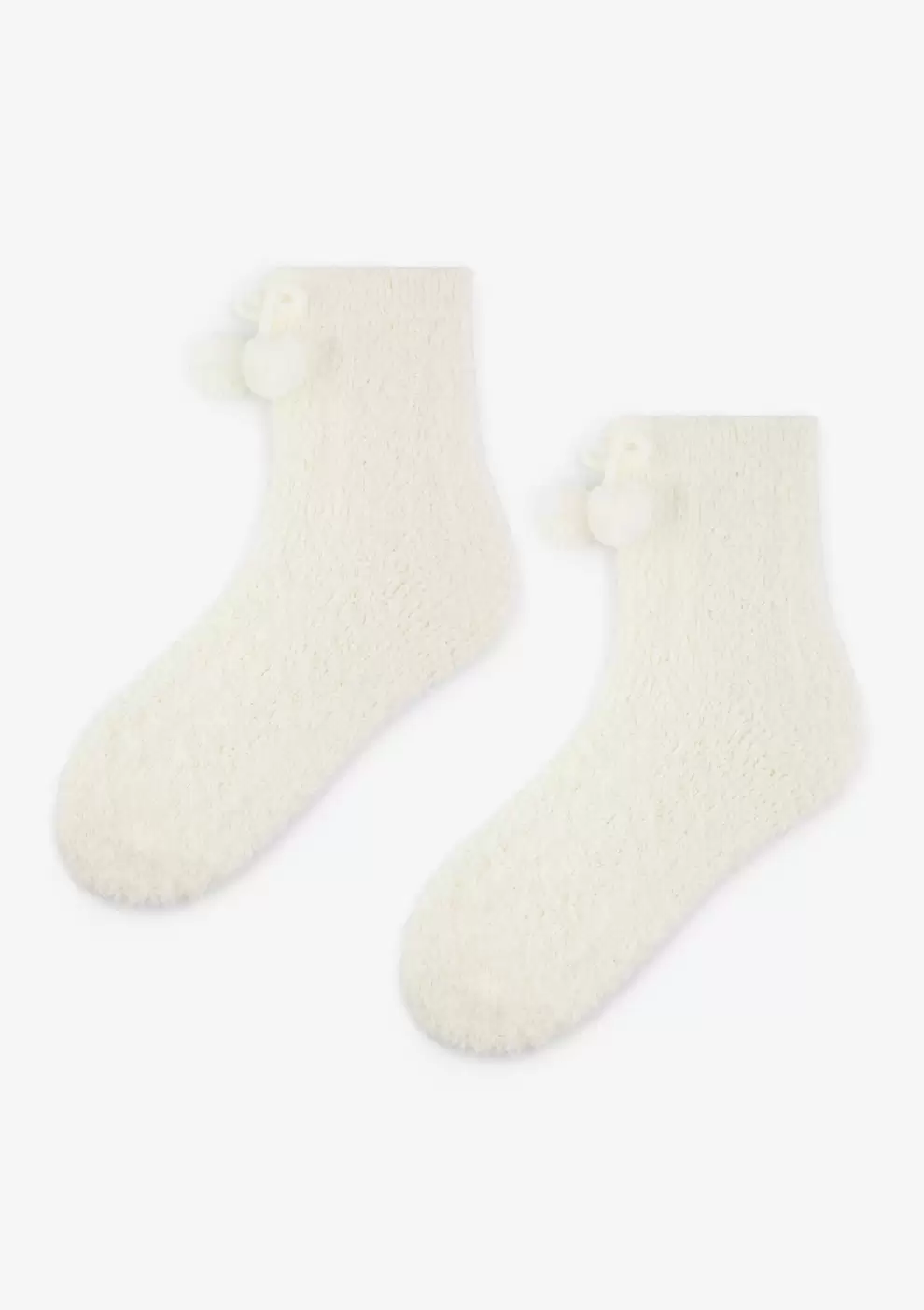 Skarpetki damskie z ciepłej i puszystej dzianiny białe Coozy D40 Marilyn