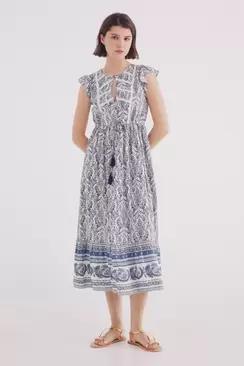 Lace print midi dress