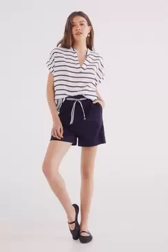 Shorts with rustic cotton belt