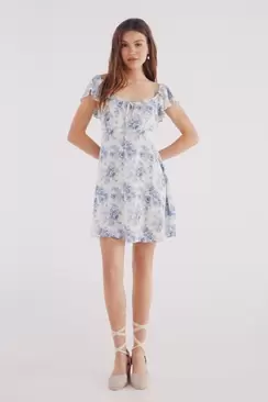 Short blue flower dress