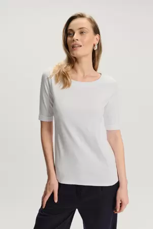 Biały top basic z rękawem do łokcia