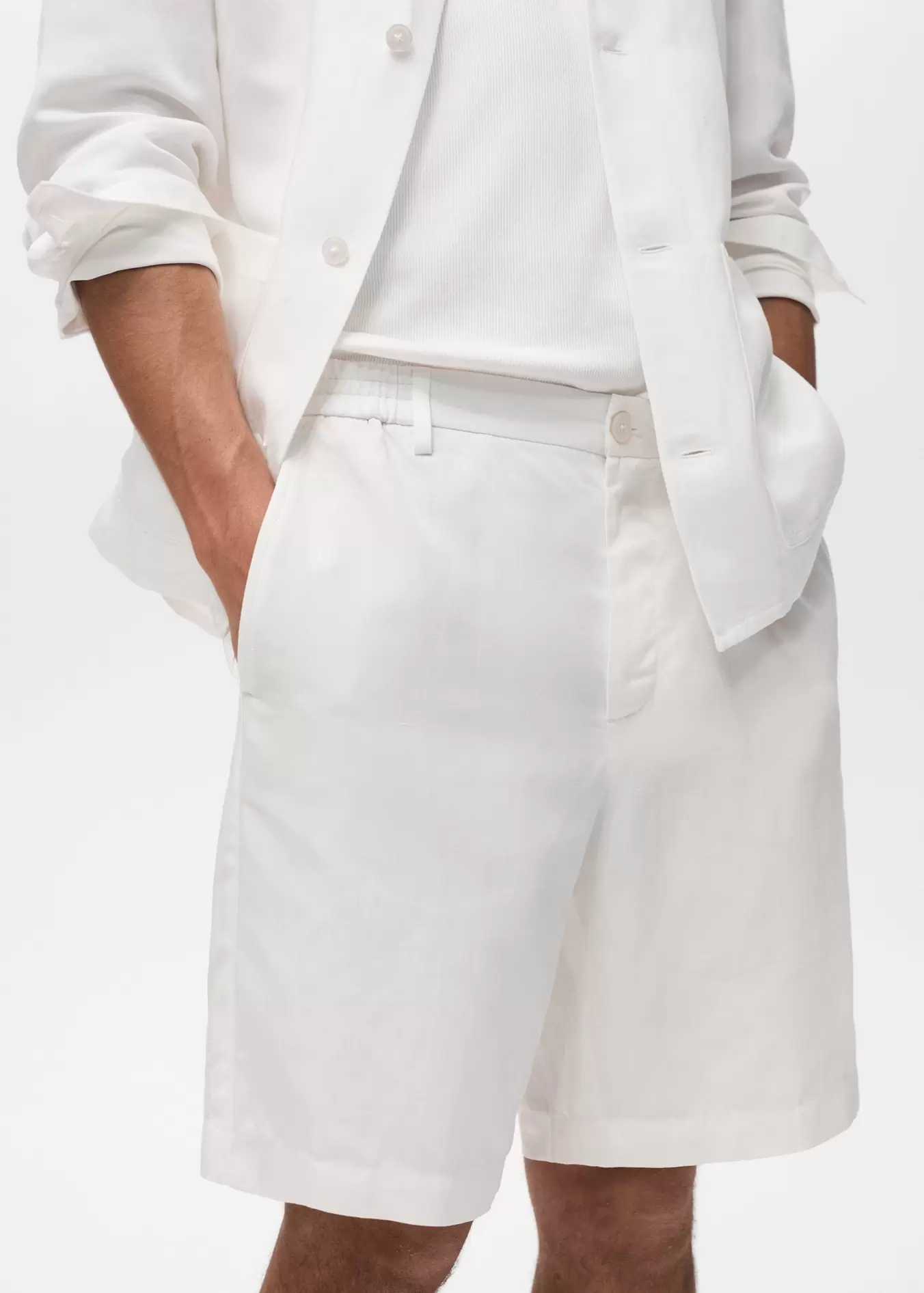 Bermudy slim fit z lnu i lyocellu