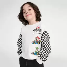 Cool Club, Bluzka chłopięca z długim rękawem, biała, Super Mario