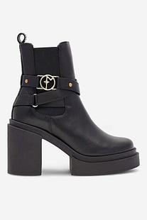 Botki EVA MINGE HONDA-01 CzarnyEVA MINGE - Botki skórzane na słupku