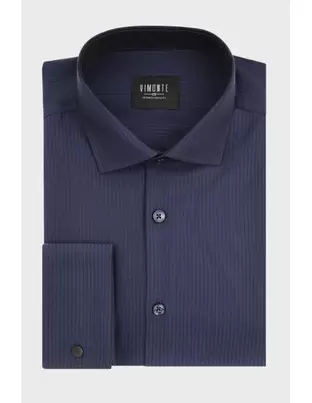 Granatowa Koszula Męska Wzór Prążek