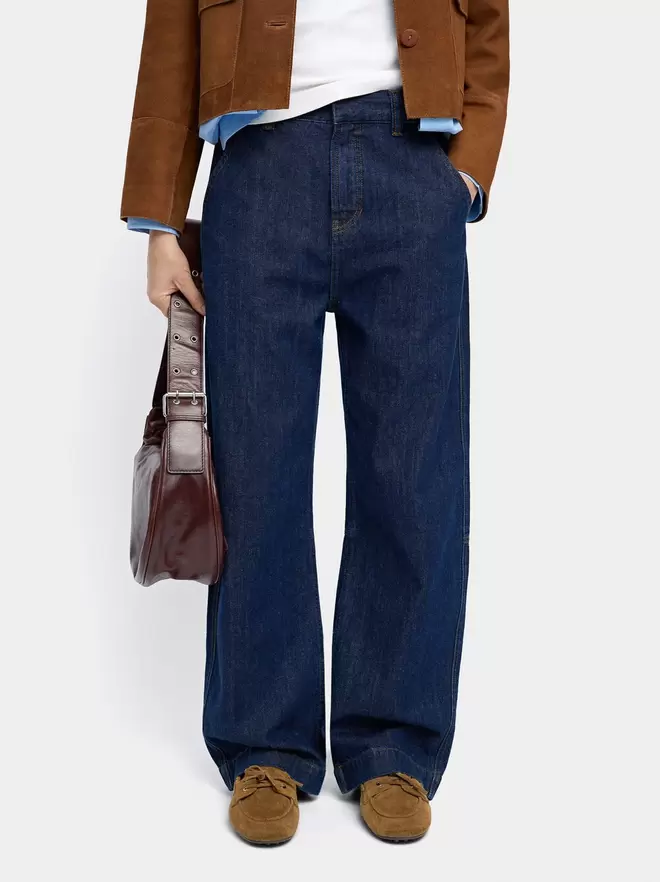 Leather hobo bag with studs