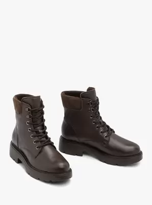 Brązowe trzewiki ze skóry licowej