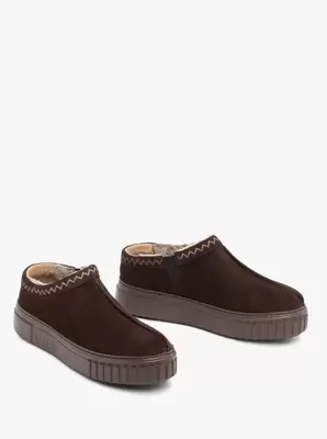 Bordowe ocieplane śniegowce ze skóry welurowej